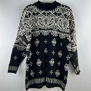 Star Cody Vintage Oversized Mock Neck Wool Blend Pullover Sweater Pearls Size M